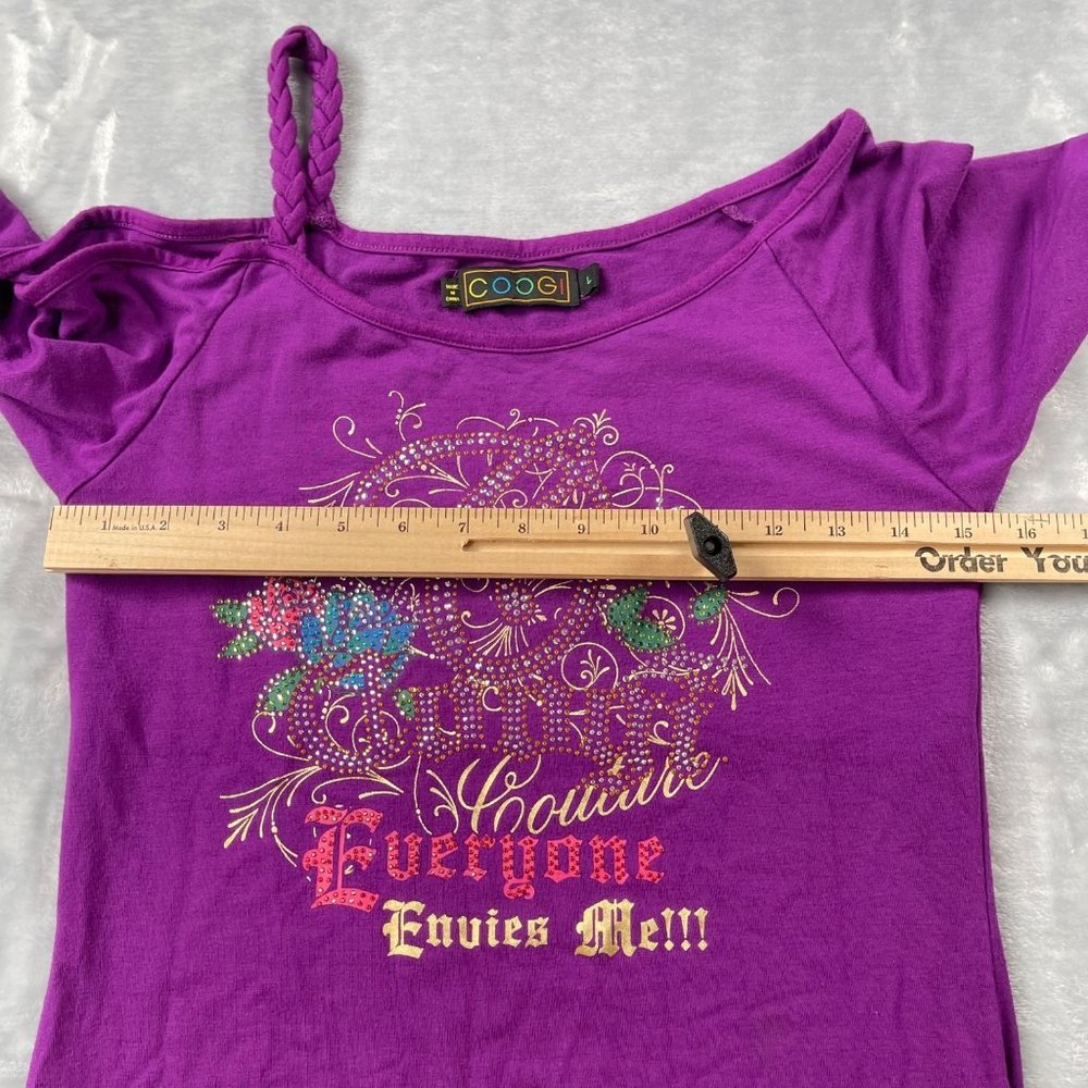 Coogi Dress Size Large Purple Split Sleeve Rope Strap Fitted Rhinestone - Picture 8 of 12